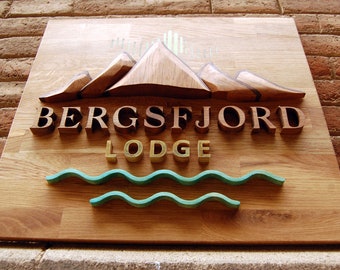 Outdoor Wooden Mountain Sign