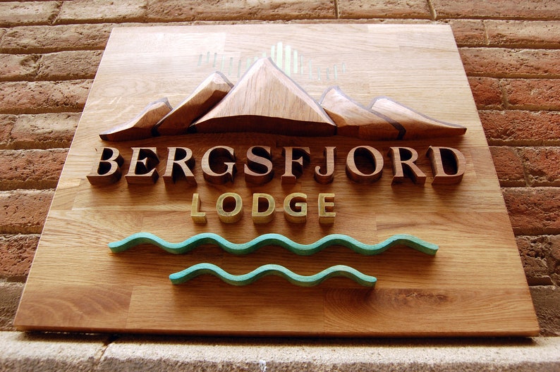 Outdoor Wooden Mountain Sign image 1