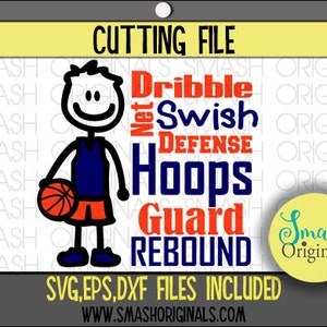 Les garçons de basket-ball Svg Basket-ball Word Art coupe fichier EPS SVG et DXF couper des fichiers pour la découpe à la Machine Cricut et camée Basket-ball Subway Art image 1