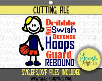 Les filles de basket Svg | Basket-ball Word Art coupe fichier | EPS SVG et DXF couper des fichiers pour la découpe à la Machine Cricut et camée | Basket-ball Subway Art