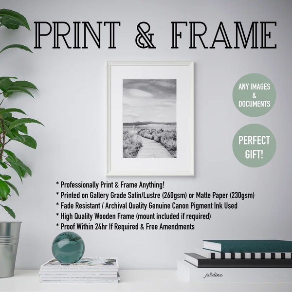 Print and Frame Anything! FRAMED Photo or Art Print. Your Custom Personalised Photos, Holiday Memories, Gift, Anniversary, Picture Wall Art