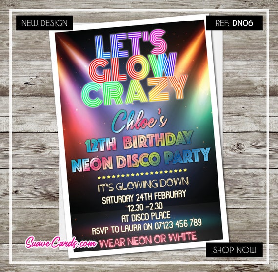 Envelopes Disco Club Party Invitations Invites Birthday PINK Girl Personalised