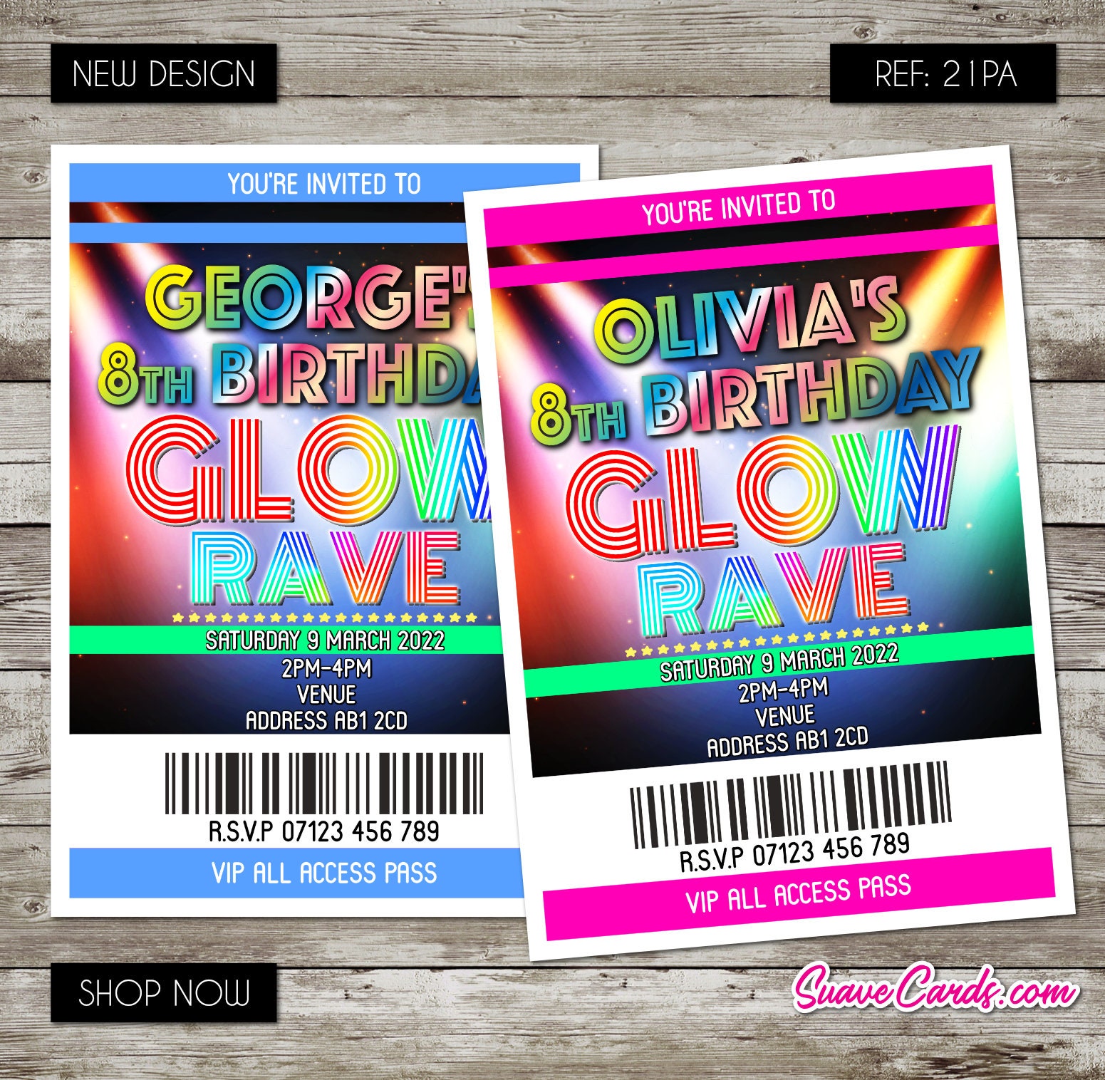 Wholesale Price Dance Birthday Party Invites Personalised Neon