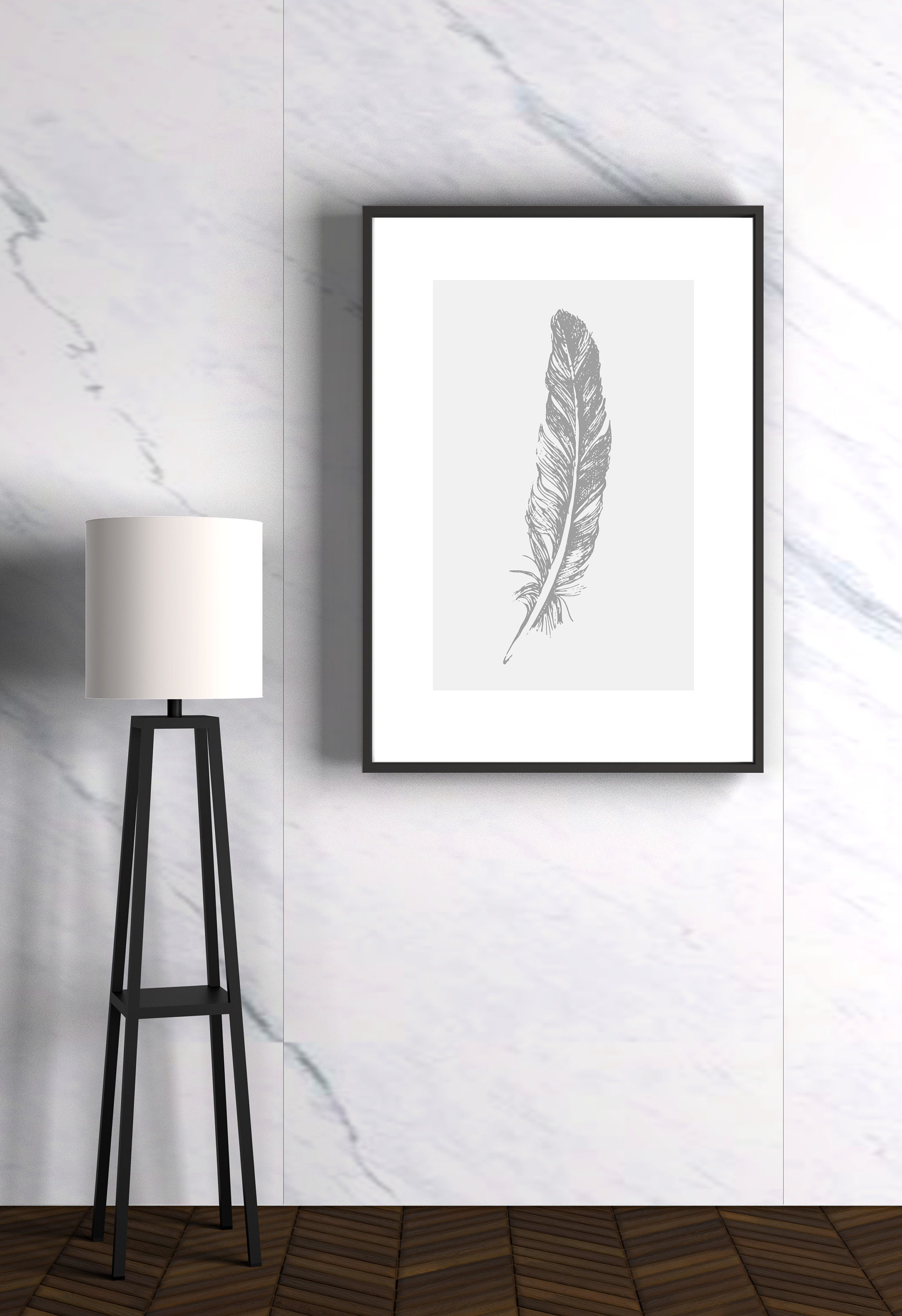 Grey Feather Print Set Feather Wall Art Set of 3 Wall Decor - Etsy