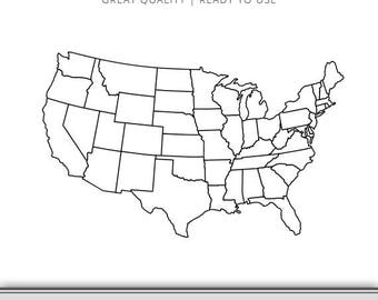 united states map etsy united state map outline