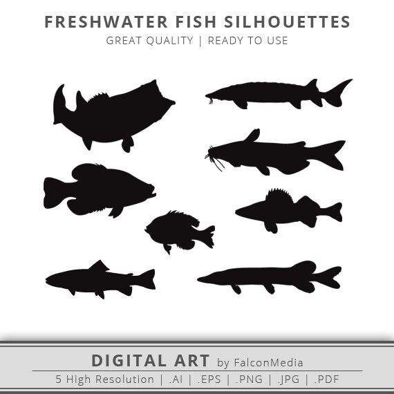 Download Freshwater Fish Silhouettes Crappie SVG Bass SVG Fishing | Etsy