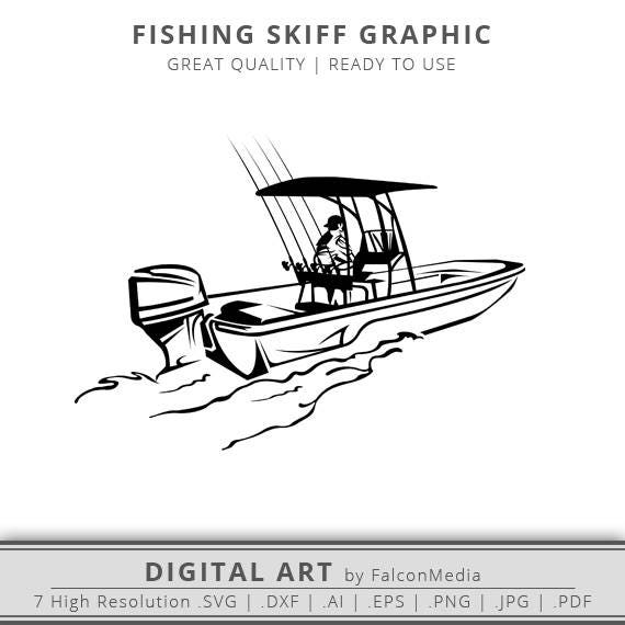 Fishing Boat SVG Skiff Fishing Boat with Fishing Rods | Etsy