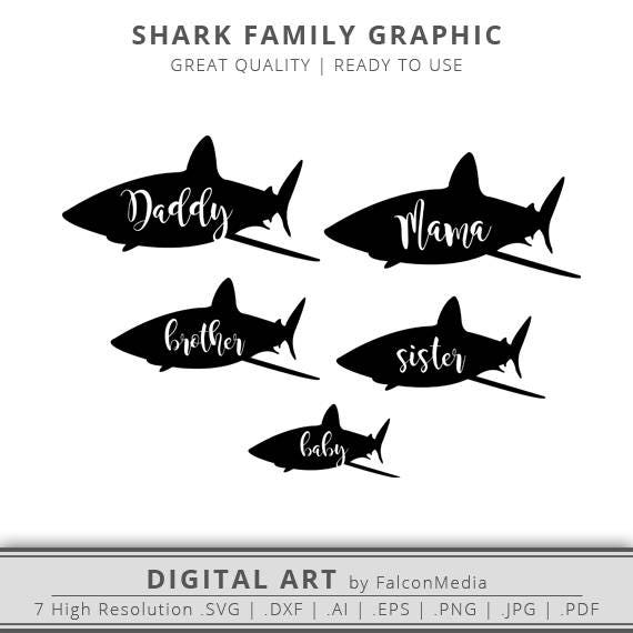 Download Baby Shark Shark Family Mama Daddy Brother Sister | Etsy