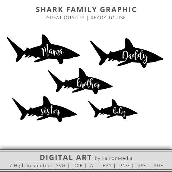 Shark Family Mama Daddy Brother Sister Baby Shark | Etsy
