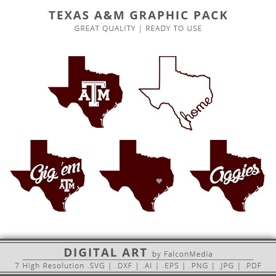 Download Texas A&M SVG Graphic Pack Aggies Texas svg Digital | Etsy