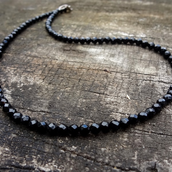 Onyx Necklace. Dainty Faceted Black Agate Necklace Handmade in Australia by Miss Leroy.