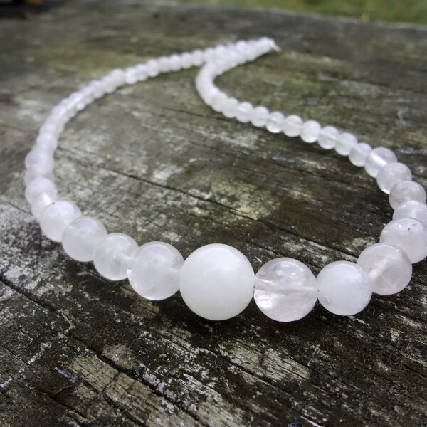 Rose Quartz Necklace. Bohemian Chic Blush Pink Graduated Necklace Handmade by Miss Leroy
