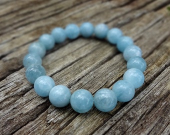 Aquamarine Bracelet. Natural Grey Blue Gemstone Statement Bracelet Handmade in Australia by Miss Leroy.