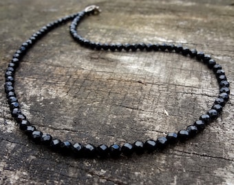 Onyx Necklace. Dainty Faceted Black Agate Necklace Handmade in Australia by Miss Leroy.