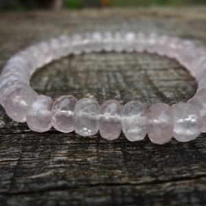 Rose Quartz Bracelet. Bohemian Chic Natural Pink Elastic Bracelet Handmade in Australia by Miss Leroy image 1