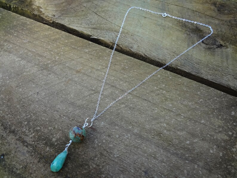 Chrysoprase Pendant Green Opal Chrysoprase and Sterling Silver Gemstone Teardrop Pendant Handmade by Miss Leroy.