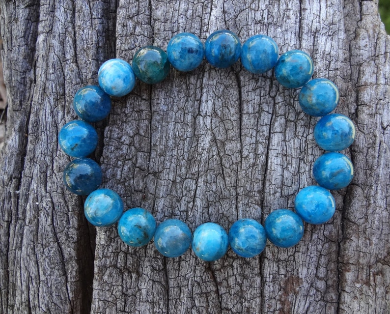 Apatite Bracelet. Natural Teal Blue Gemstone Statement Bracelet Handmade in Australia by Miss Leroy. image 6