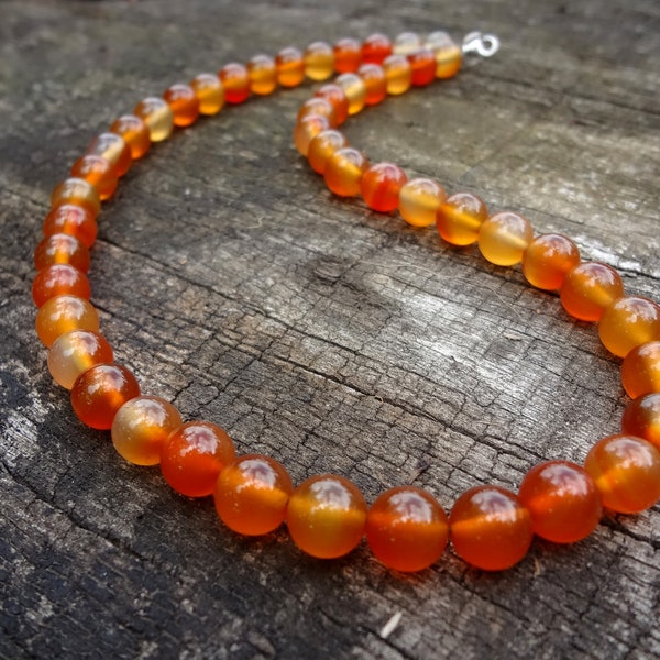 Carnelian Necklace. Boho Style Red Orange Gemstone Necklace Handmade by Miss Leroy.