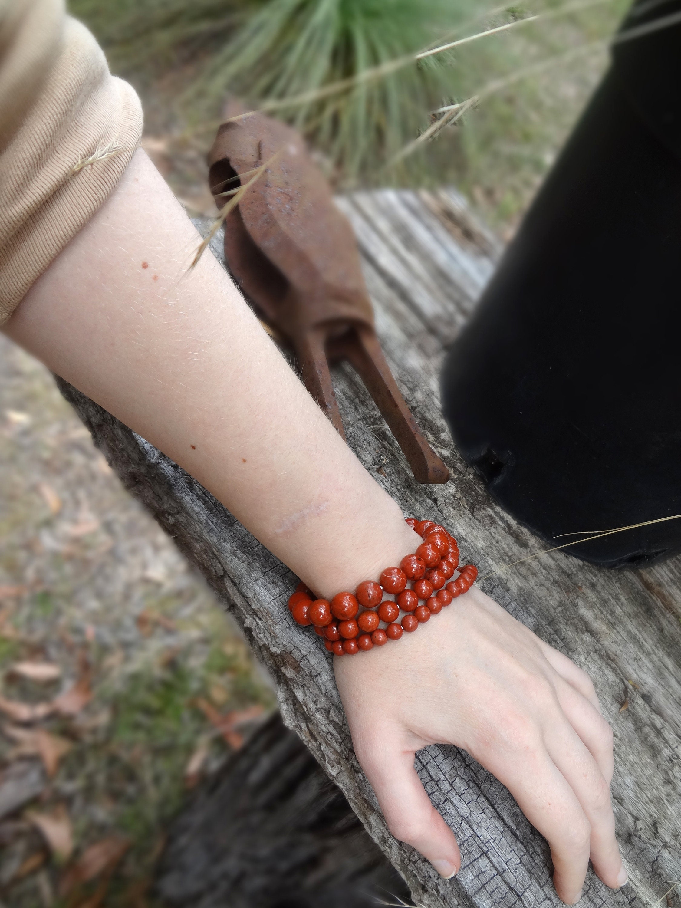 Red Jasper Bracelet. Natural Rust Red Jasper Statement Red Jasper Bracelet. Natural Rust Red Jasper Statement