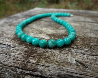 Russian Amazonite Necklace. Blue Green Natural Gemstone Necklace Handmade in Australia by Miss Leroy.