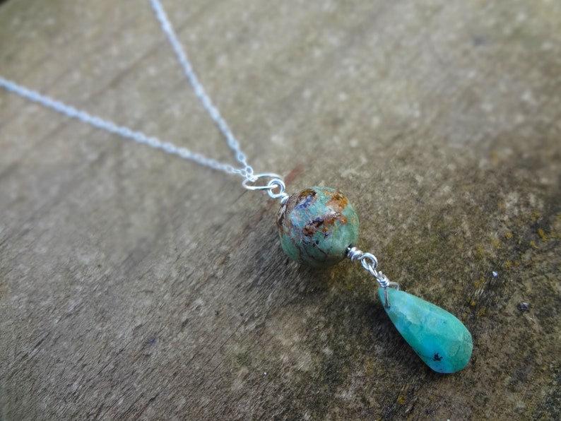 Chrysoprase Pendant Green Opal Chrysoprase and Sterling Silver Gemstone Teardrop Pendant Handmade by Miss Leroy.