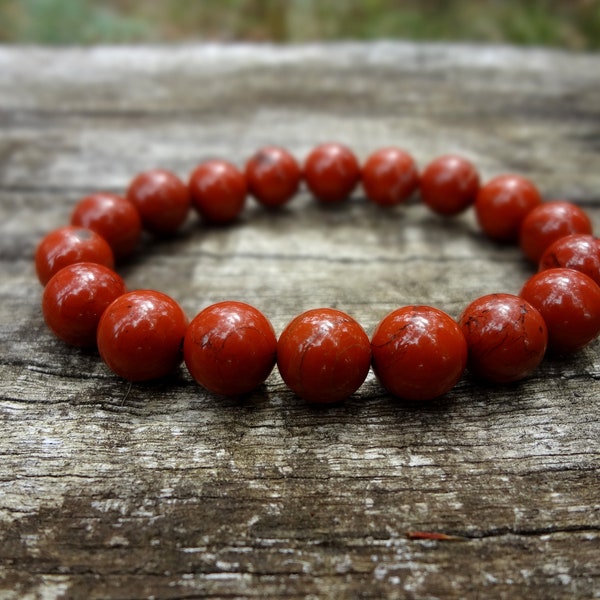 Jasper Loose Gemstones Red Jasper 8mm Beaded Bracelet - Grounding