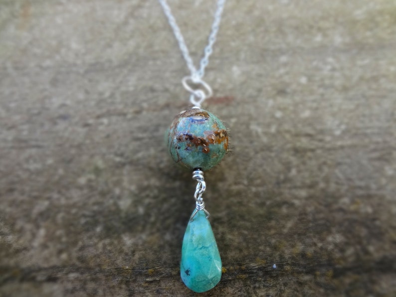 Chrysoprase Pendant Green Opal Chrysoprase and Sterling Silver Gemstone Teardrop Pendant Handmade by Miss Leroy.