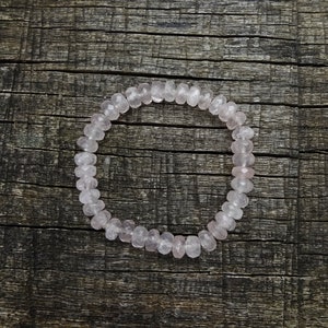 Rose Quartz Bracelet. Bohemian Chic Natural Pink Elastic Bracelet Handmade in Australia by Miss Leroy image 2