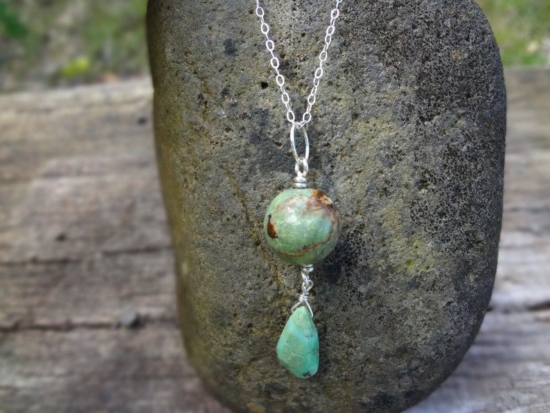 Chrysoprase Pendant Green Opal Chrysoprase and Sterling Silver Gemstone Teardrop Pendant Handmade by Miss Leroy.
