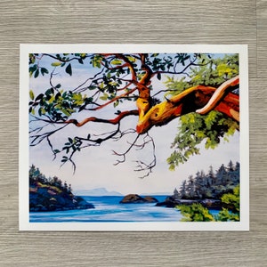 Seascape Print, 8" x 10" Ocean Print, Coastal Print, Arbutus Tree Print, Coastal Print, Westcoast Print, Free Shipping, smugglers cove