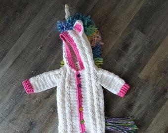 Crochet PDF Pattern, Ulanna Unicorn Suit, Baby Romper, Coverall, Sleeper - Not a finished Product
