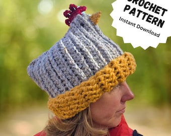 Gehaakt pdf-patroon - Charli Chicken Hat - Geen afgewerkt product