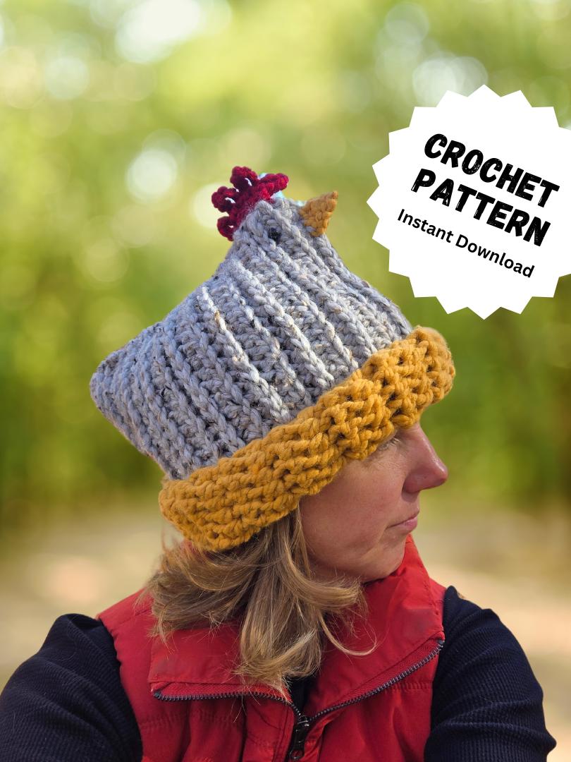 Crochet PDF Pattern - Charli Chicken Hat - Not a finished product