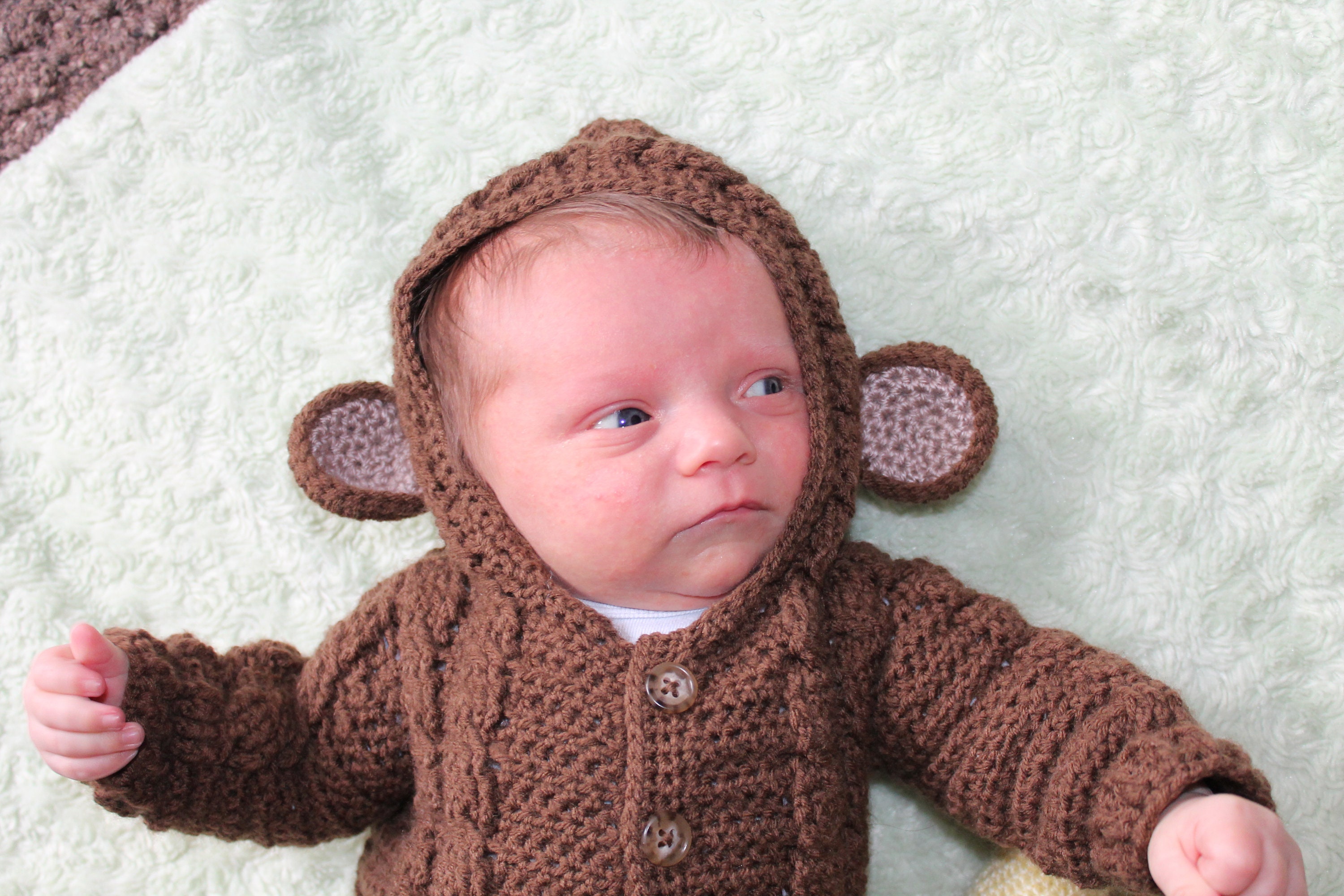 Crochet PDF Pattern, Monroe Monkey Suit, Baby Romper, Coverall, Sleeper, Onesie - Not a finished Product - Thumbnail 5