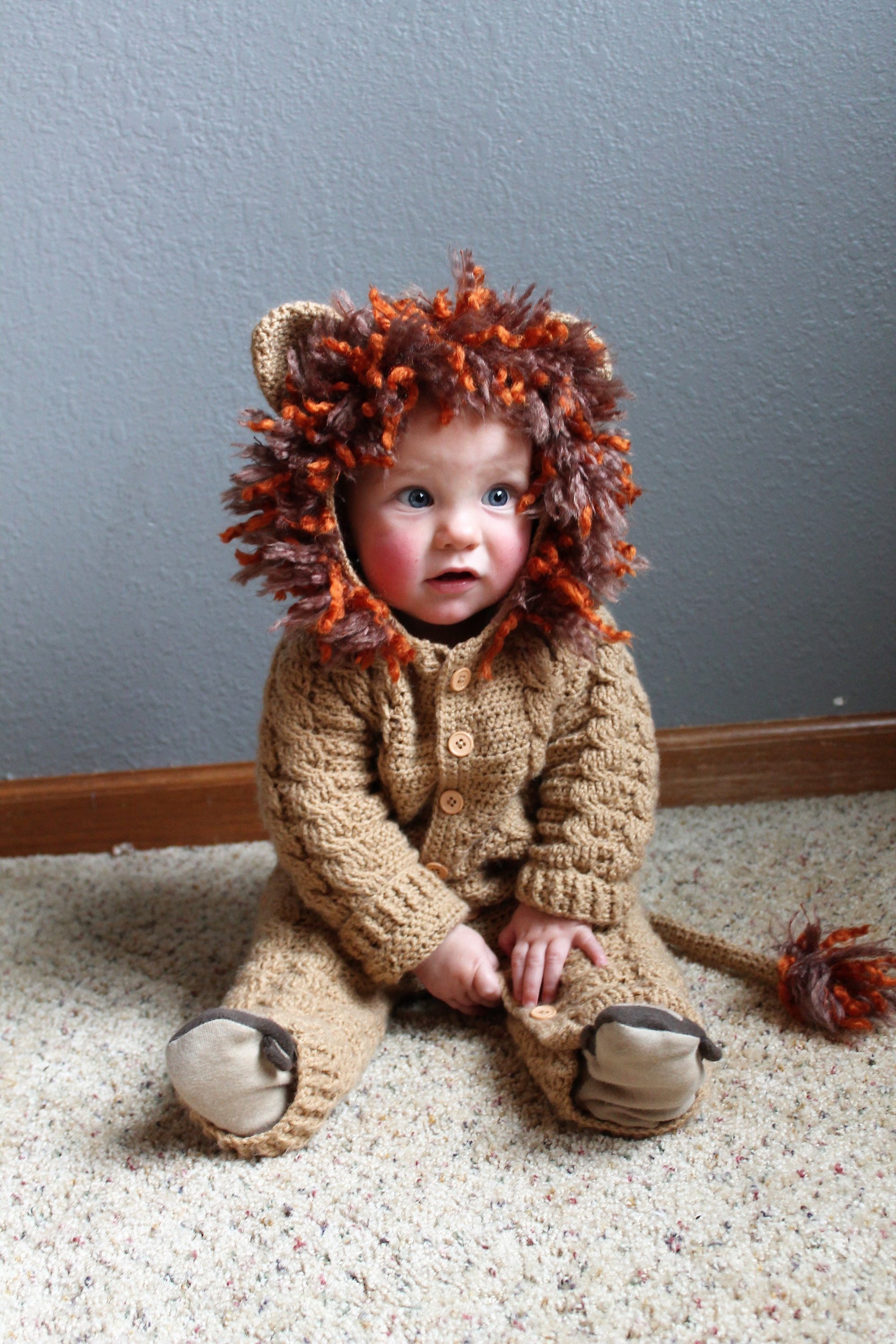 Crochet PDF Pattern, Lennox Lion Suit, Baby Romper, Coverall, Sleeper - Not a finished Product - Image 1