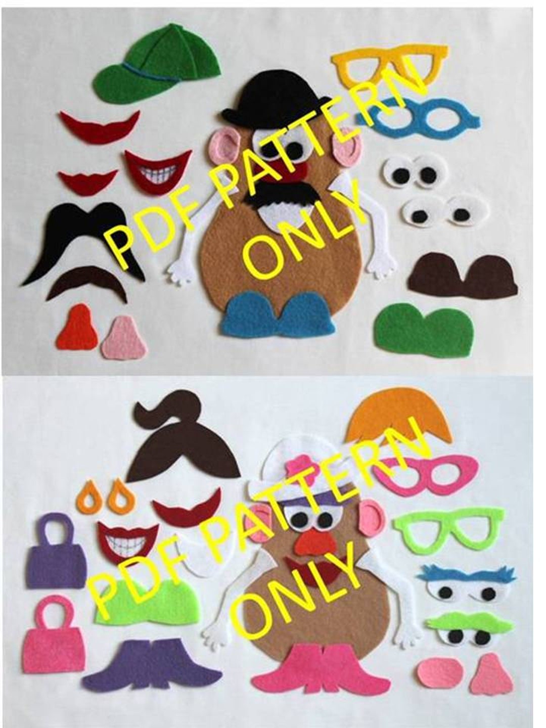 pattern-only-2-patterns-mr-potato-head-and-mrs-potato-head-felt-toy-etsy for Free Printable Mr Potato Head Template PATTERN ONLY - 2 Patterns - Mr. Potato Head and Mrs. Potato Head Felt Toy - Etsy for Free Printable Mr Potato Head Template