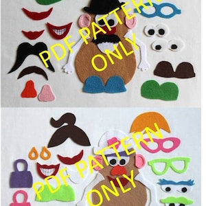 PATTERN ONLY - 2 Patterns - Mr. Potato Head and Mrs. Potato Head Felt Toy
