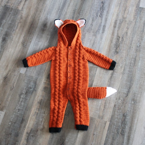 Crochet PDF Pattern Finley Fox Suit Baby Romper Coverall - Etsy