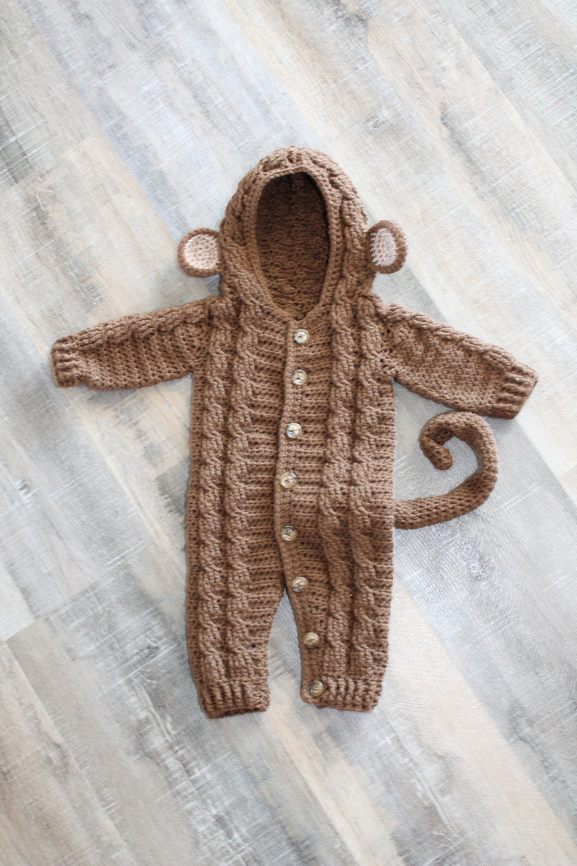Crochet PDF Pattern, Monroe Monkey Suit, Baby Romper, Coverall, Sleeper, Onesie - Not a finished Product - Thumbnail 3