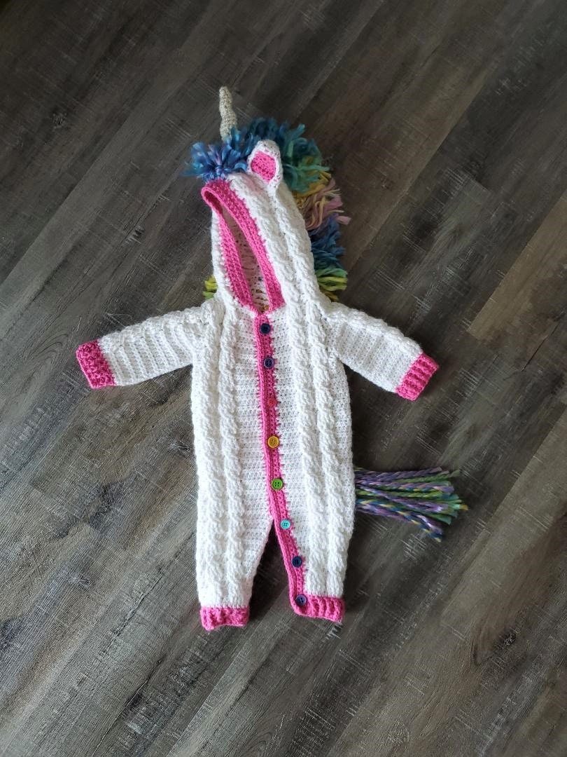 Crochet PDF Pattern, Ulanna Unicorn Suit, Baby Romper, Coverall, Sleeper - Not a finished Product - Thumbnail 2