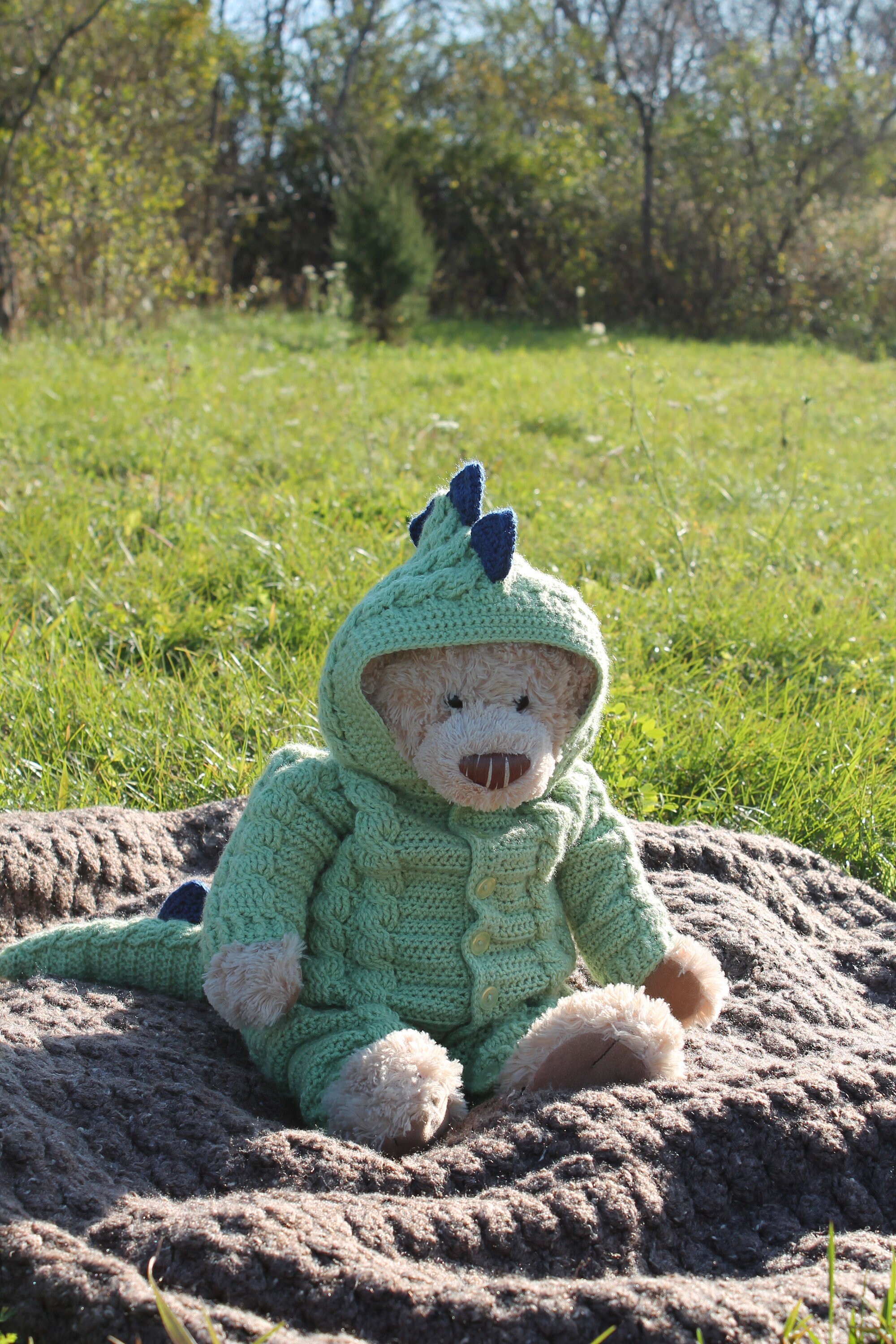 Crochet PDF Pattern, Digby Dinosaur Suit, Baby Romper, Coverall, Sleeper - Not a finished Product - Thumbnail 2