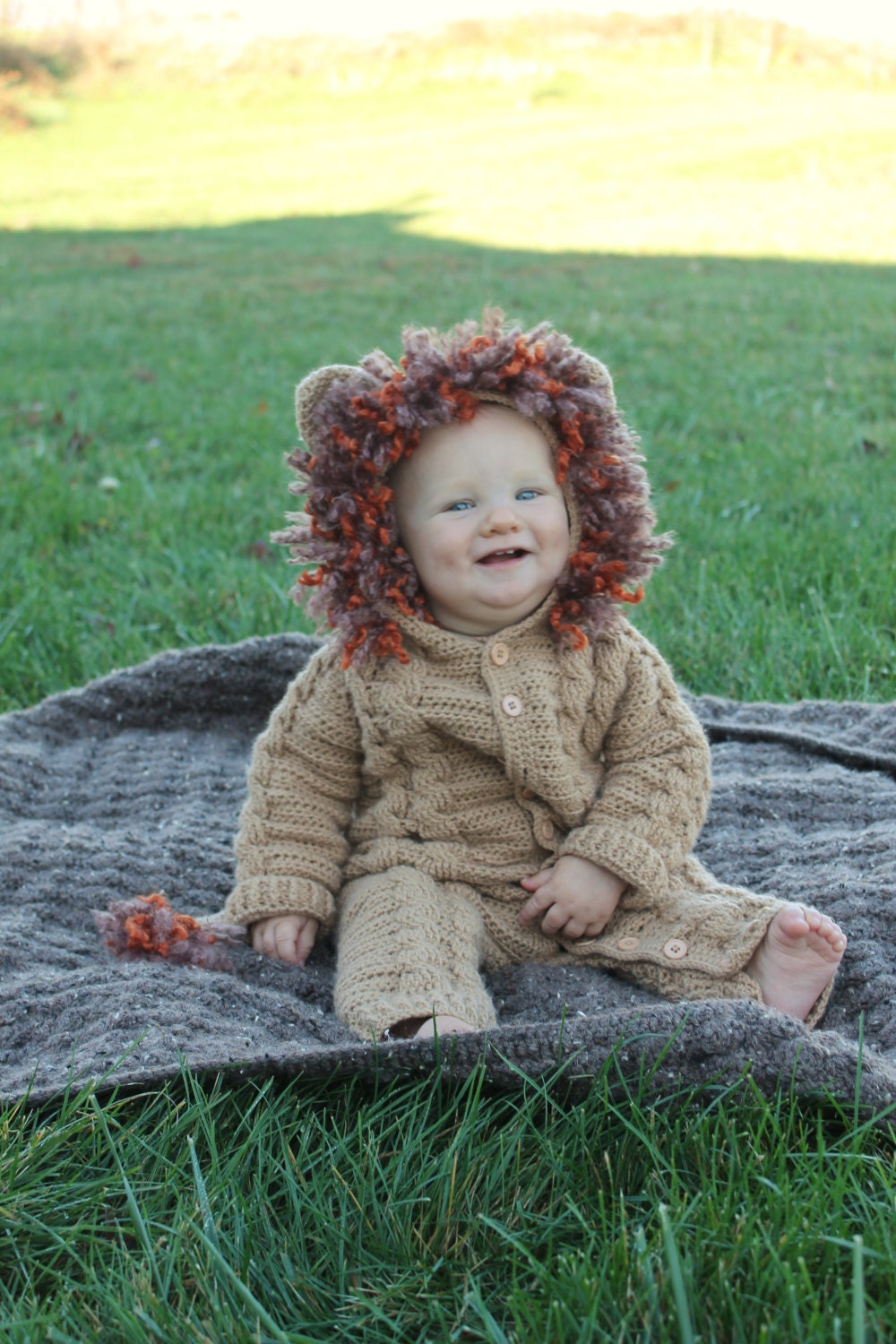 Crochet PDF Pattern, Lennox Lion Suit, Baby Romper, Coverall, Sleeper - Not a finished Product - Thumbnail 2