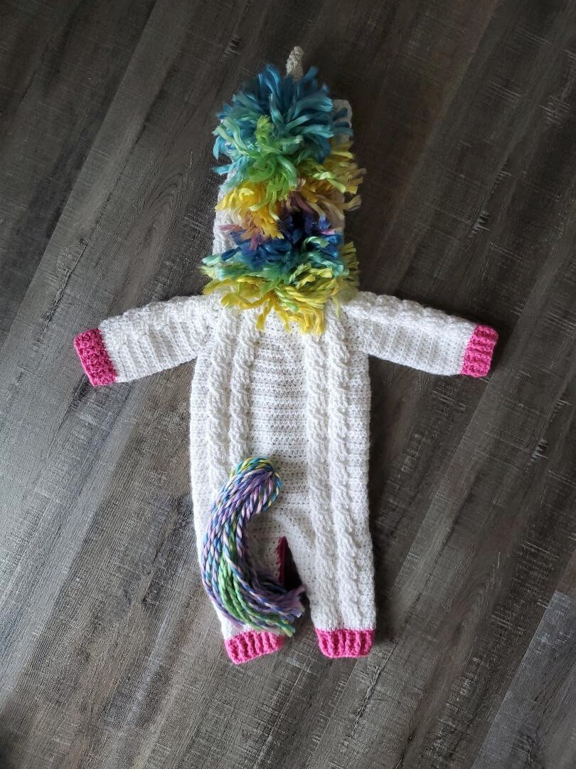 Crochet PDF Pattern, Ulanna Unicorn Suit, Baby Romper, Coverall, Sleeper - Not a finished Product - Thumbnail 5