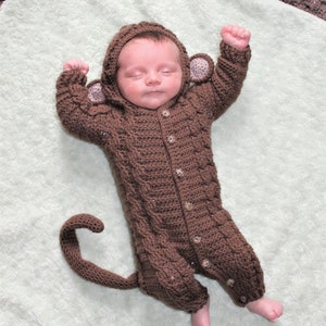 Crochet PDF Pattern, Monroe Monkey Suit, Baby Romper, Coverall, Sleeper, Onesie - Not a finished Product