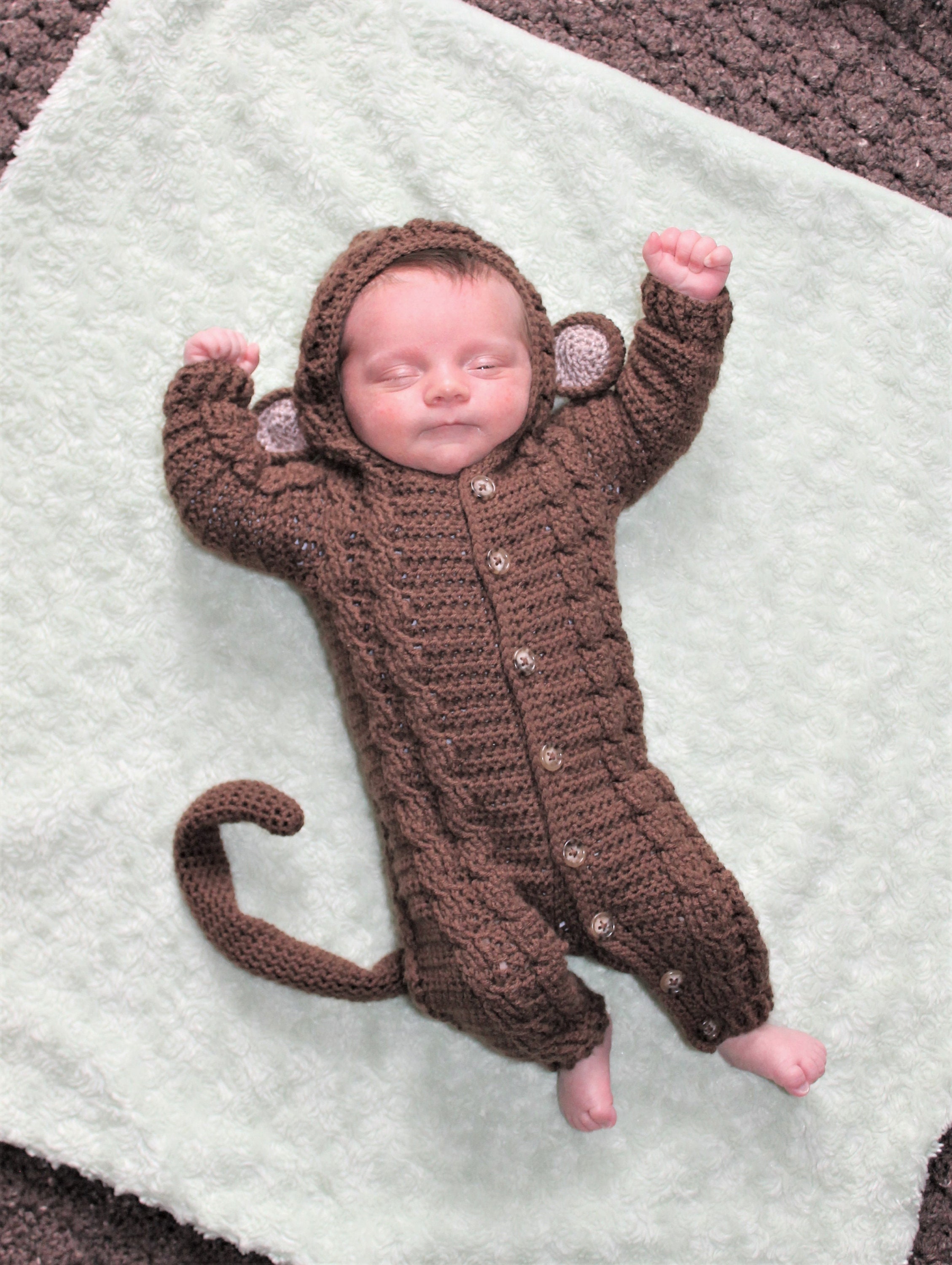 Crochet PDF Pattern, Monroe Monkey Suit, Baby Romper, Coverall, Sleeper, Onesie - Not a finished Product