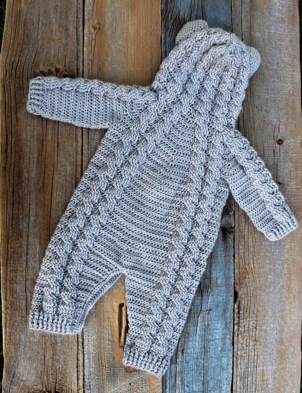Crochet PDF Pattern, Bayleigh Bear Suit, Baby Romper, Coverall, Sleeper - Not a finished Product - Thumbnail 2