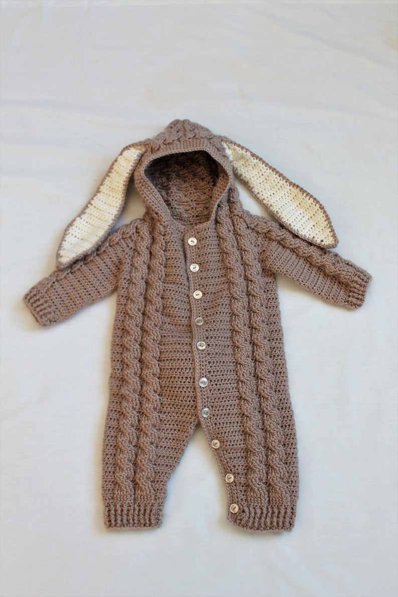 Crochet PDF Pattern, Blair Bunny Suit, Baby Romper, Coverall, Sleeper Not a finished Product image 1