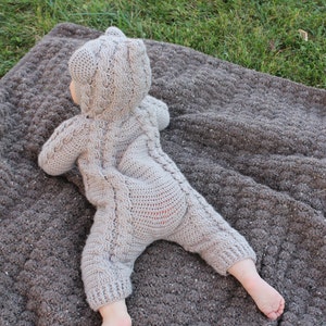 Crochet PDF Pattern, Bayleigh Bear Suit, Baby Romper, Coverall, Sleeper Not a finished Product image 3