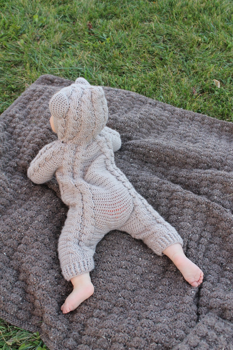 Crochet PDF Pattern, Bayleigh Bear Suit, Baby Romper, Coverall, Sleeper Not a finished Product image 3