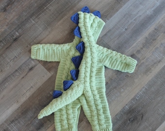 Crochet PDF Pattern, Digby Dinosaur Suit, Baby Romper, Coverall, Sleeper - Not a finished Product